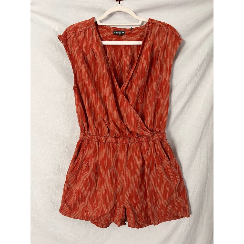 Women’s M  Orange Toad&Co Romper with Pockets